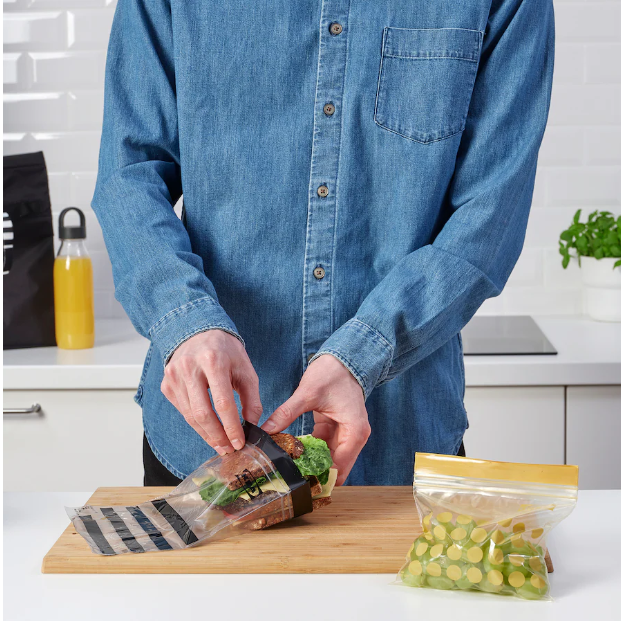 IKEA Resealable bag patterned/black yellow 1 LITER (30 BAG) + 0.4 LITER (30 BAG)