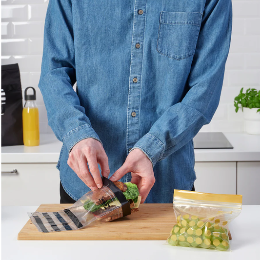 IKEA Resealable bag patterned/black yellow 1 LITER (30 BAG) + 0.4 LITER (30 BAG)