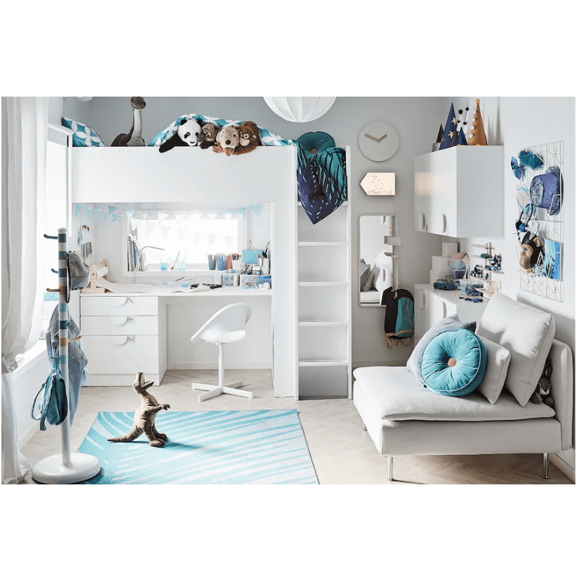 IKEA SMÃ…STAD Loft bed frame w desk and storage, white, 90x200 cm