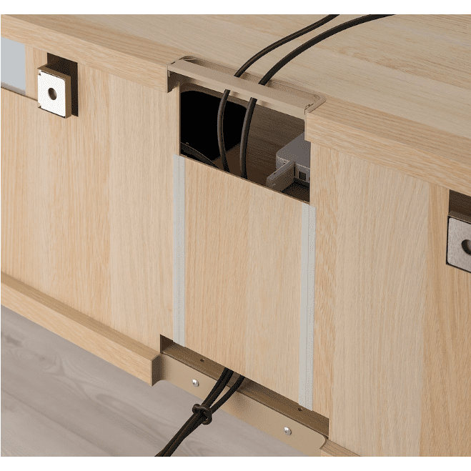 IKEA TV storage combination/glass doors, white stained oak effect/Lappviken white stained oak eff clear glass, 240x42x190 cm