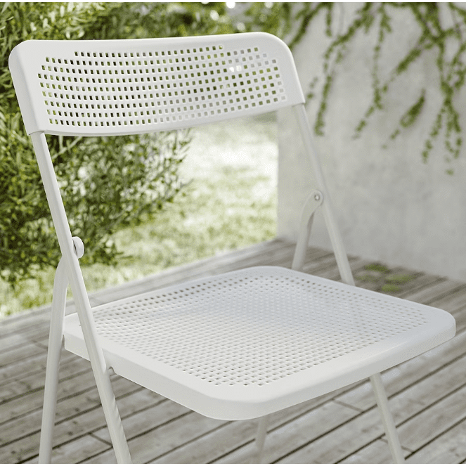 IKEA TORPARÖ Table+4 folding chairs, outdoor, white/white/grey, 130 cm