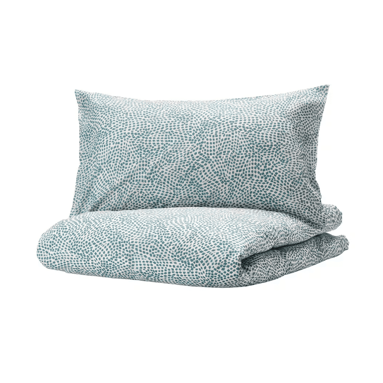 IKEA Duvet cover and pillowcase, white/blue, 150x200/50x80 cm