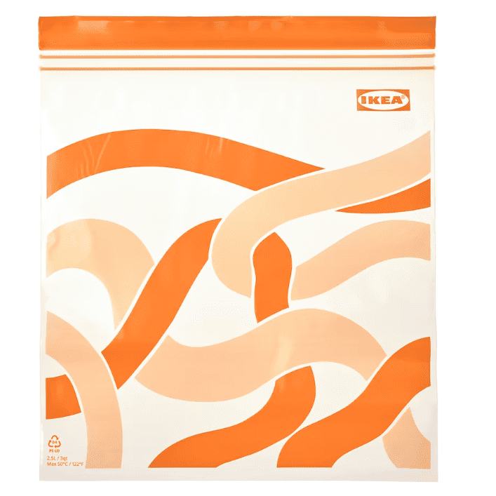 Resealable bag, patterned/bright orange, 2.5 l (set of 25)