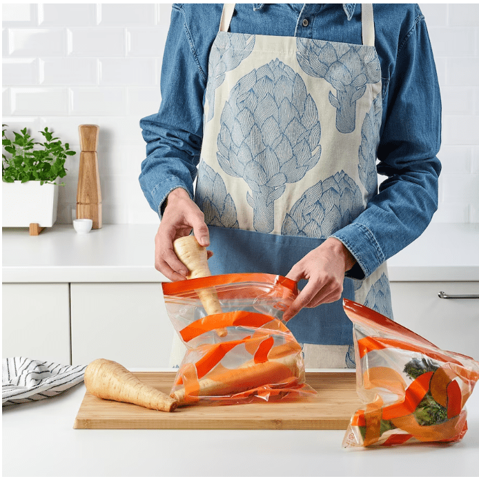Resealable bag, patterned/bright orange, 2.5 l (set of 25)