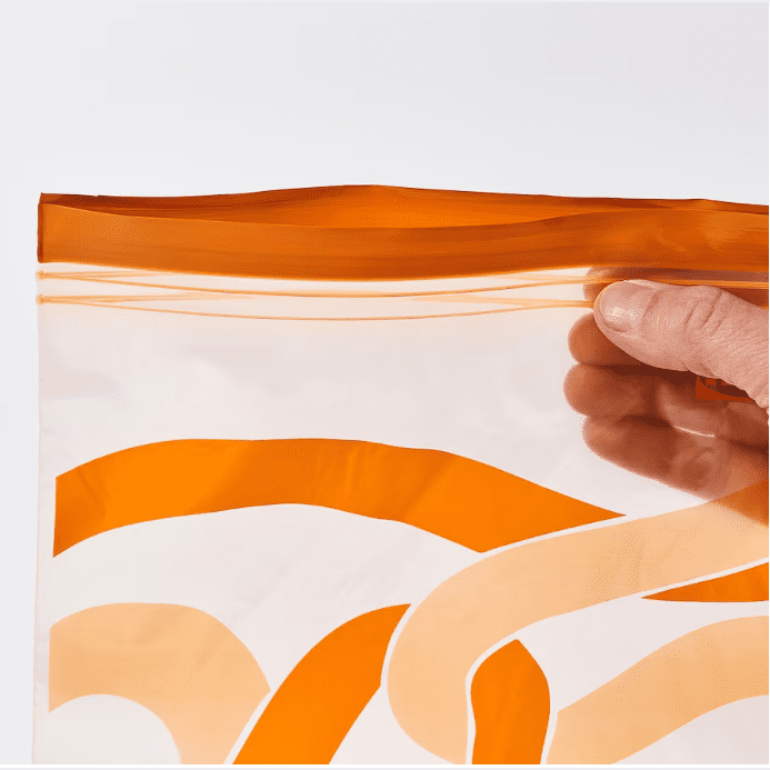 Resealable bag, patterned/bright orange, 2.5 l (set of 25)