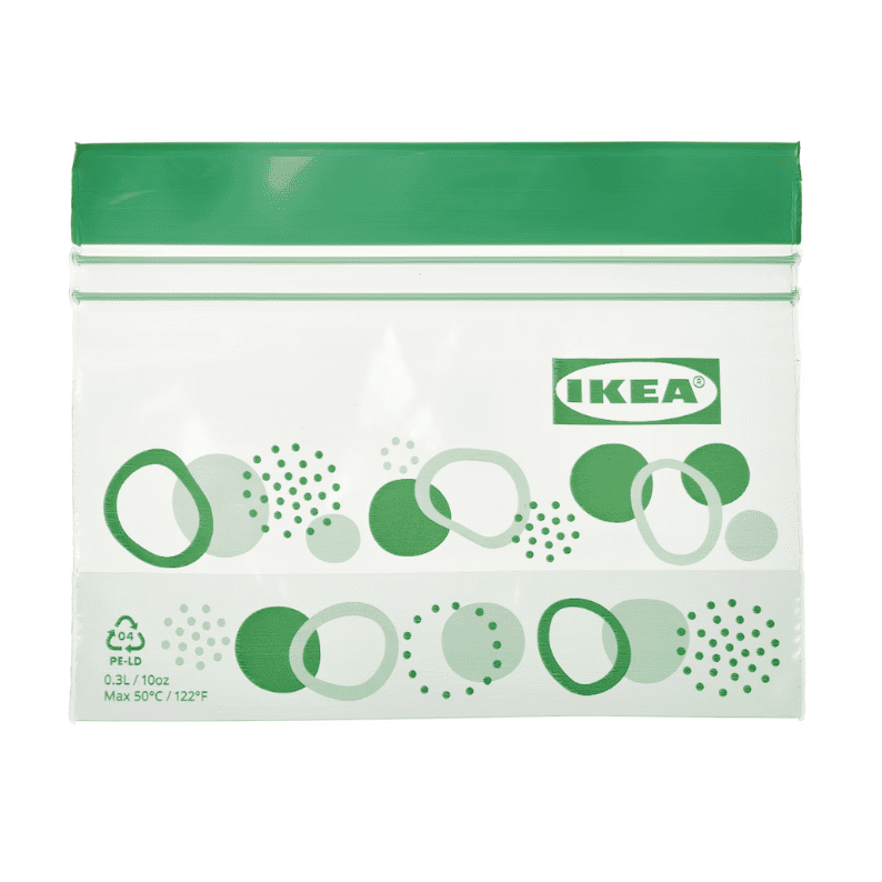 IKEA Resealable bag, patterned/bright green, 0.3 liter (Set of 25)