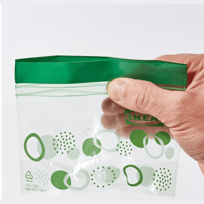 Resealable bag, patterned/bright green, 0.3 liter (Set of 25)