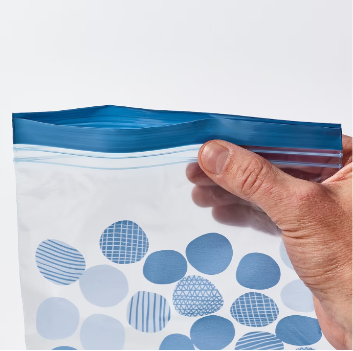 Resealable bag, patterned/bright blue, 1 Liter (Set of 25)