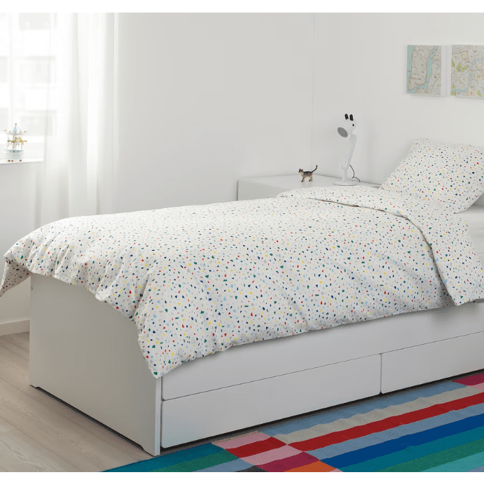 SLÄKT Bed frame with underbed and storage, white, 90x200 cm