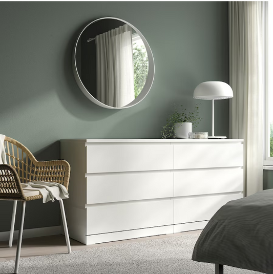 Malm Chest of 6 drawers, white, 160x78 cm