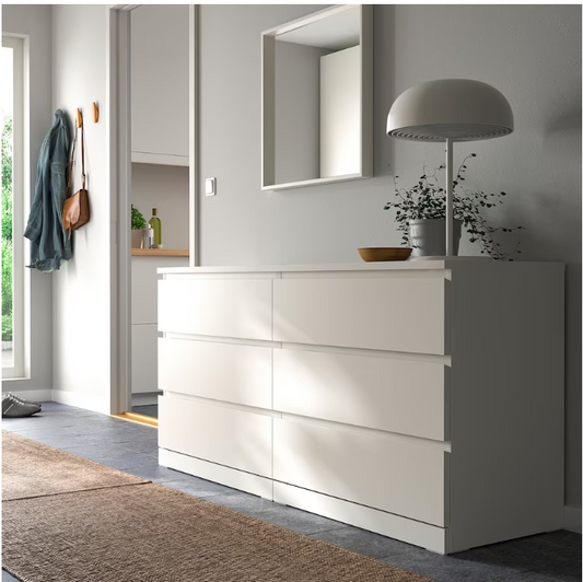 Malm Chest of 6 drawers, white, 160x78 cm