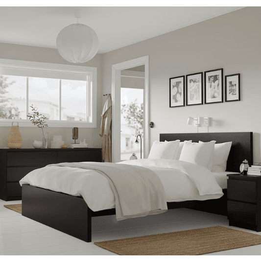 Malm Bedroom furniture, set of 4, black-brown, 140x200 cm