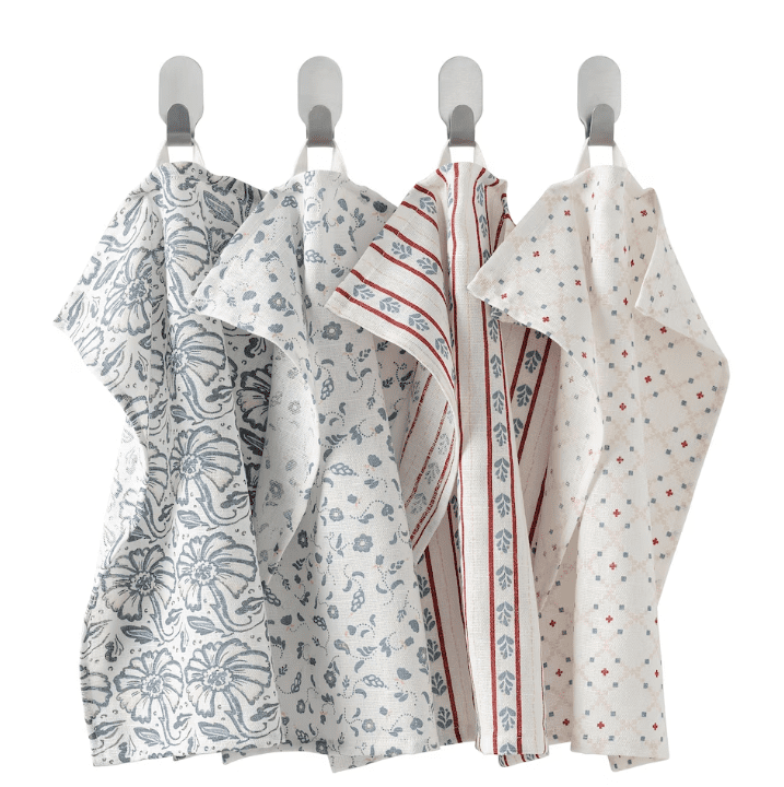 Tea towel, patterned blue/pink, 30x40 cm