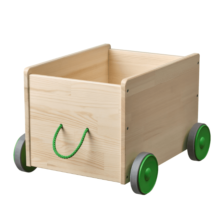 Toy storage with wheels