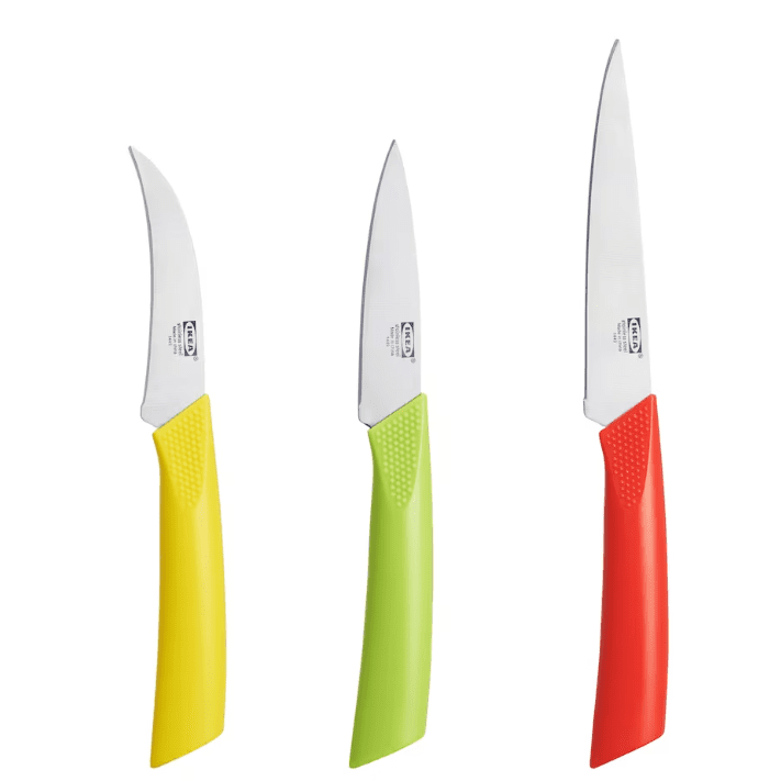 IKEA 3-piece knife set, multicolour