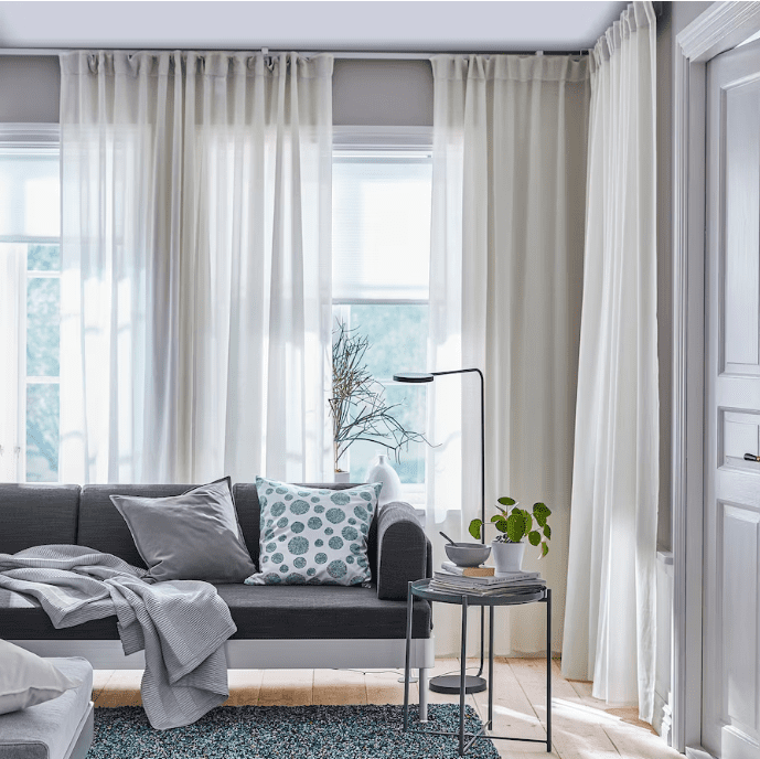 HILJA Curtains, 1 pair, white, 145x300 cm