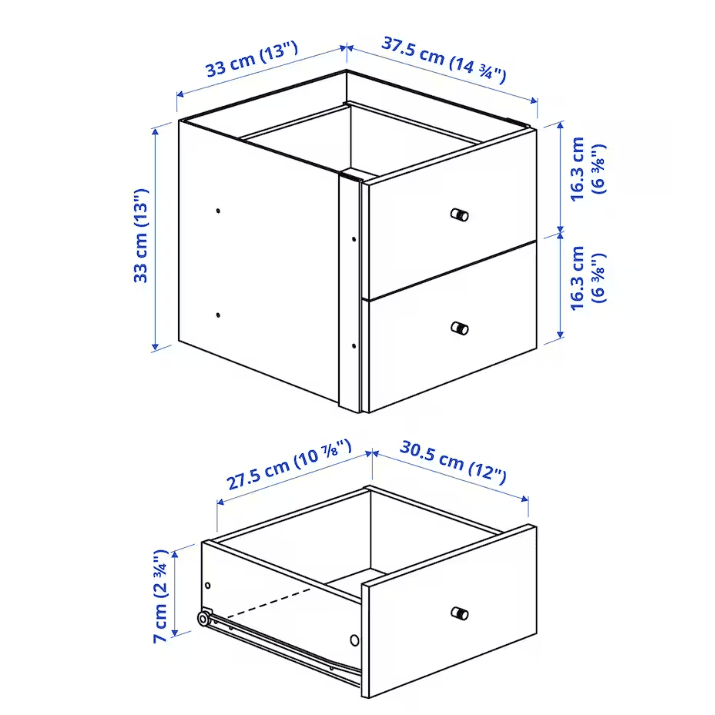 KALLAX Insert with 2 drawers, white, 33x33 cm