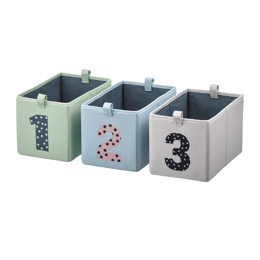 IKEA Box, set of 3, green blue/beige, 17x27x17 cm