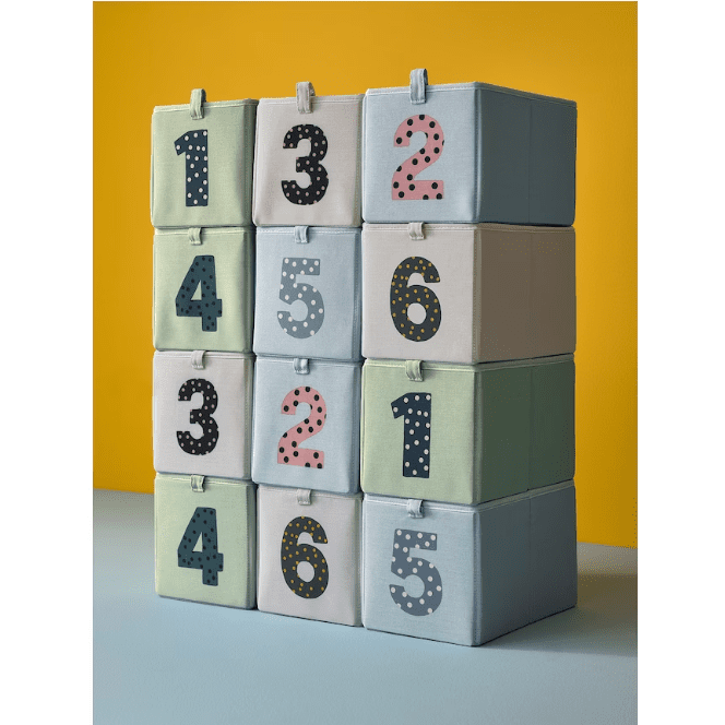 IKEA Box, set of 3, green blue/beige, 17x27x17 cm