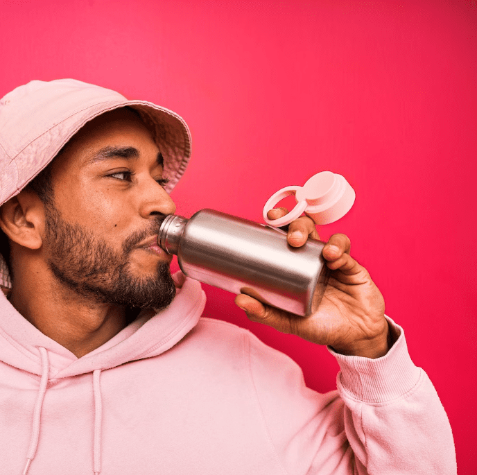 Water bottle, stainless steel/light pink, 0.5 liter