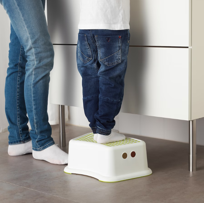 Children's stool, white/green