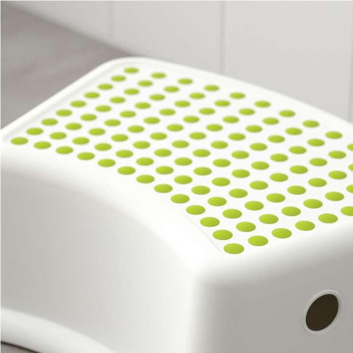 Children's stool, white/green