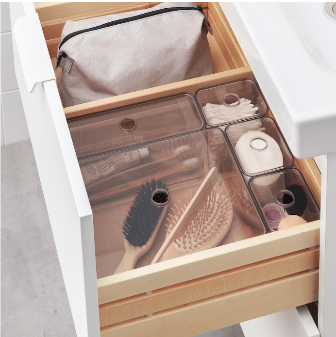 IKEA Box with lid, set of 5, grey