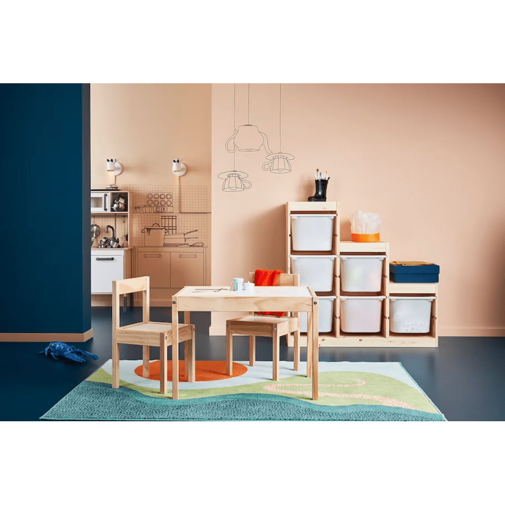 IKEA LÄTT Children's table with 2 chairs, white/pine