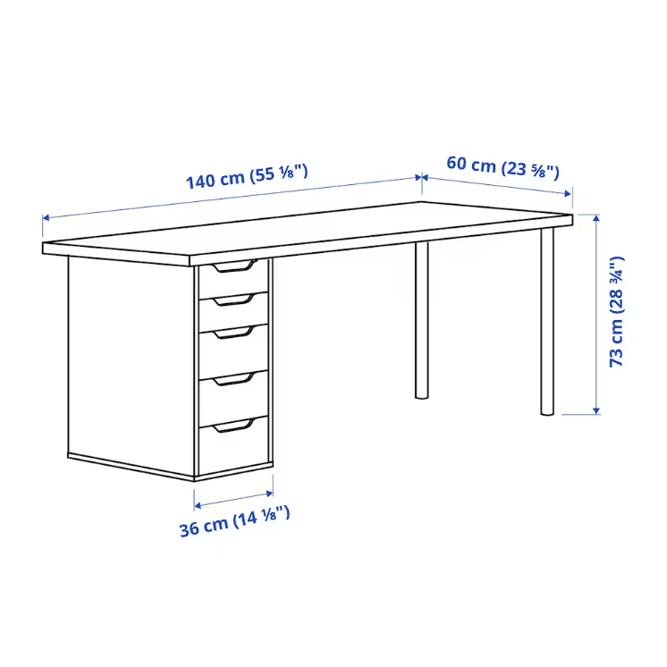 LAGKAPTEN / ALEX Desk, white, 140x60 cm