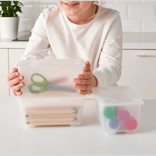 IKEA Box with lid, pink/turquoise, 17x10 cm set of 3