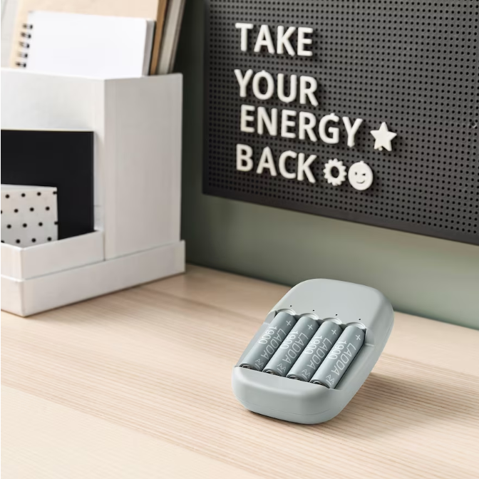 IKEA Rechargeable battery, HR06 AA 1.2V , 2450mAh set of 4 pieces