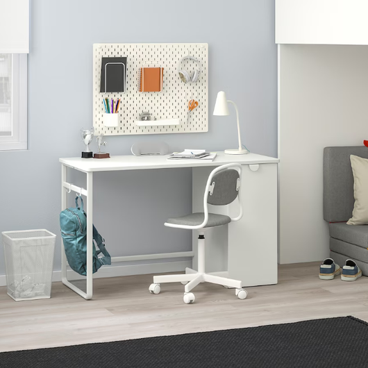 IKEA Desk with pull-out storage unit, white, 120x58 cm