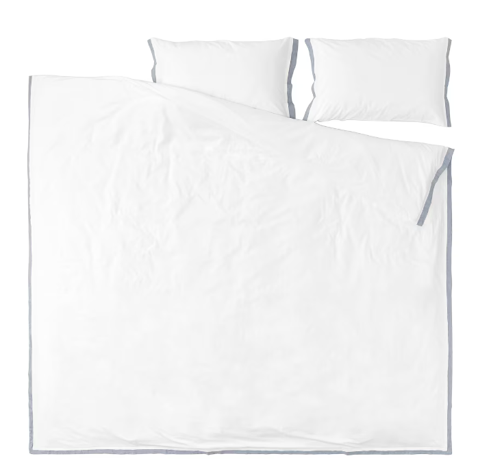 TÅTELSMYGARE Duvet cover and 2 pillowcases, white/blue, 240x220/50x80 cm