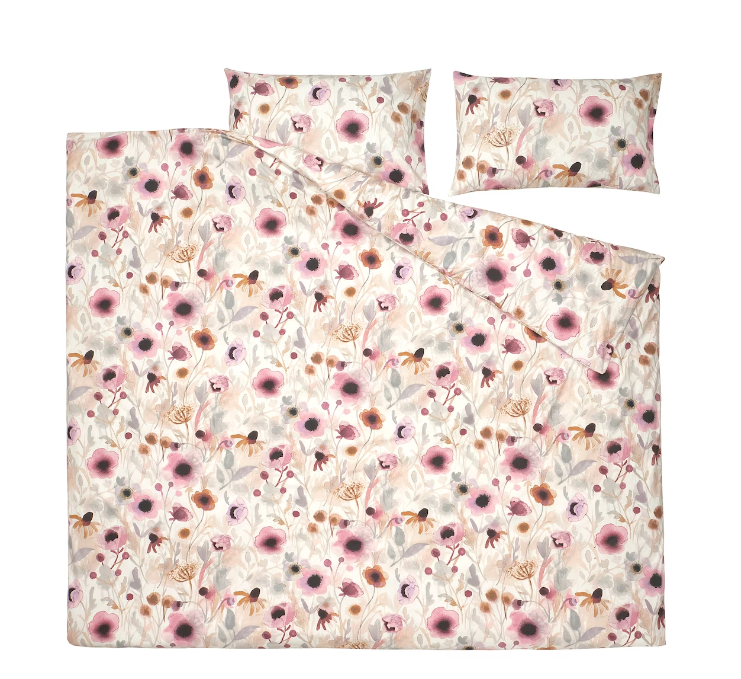 LÖNNHÖSTMAL Duvet cover and 2 pillowcases, multicolour/floral pattern, 240x220/50x80 cm