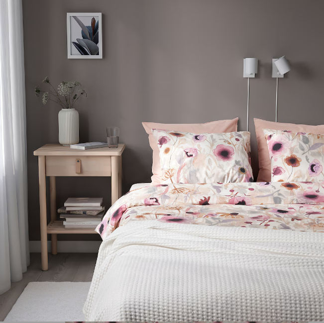 LÖNNHÖSTMAL Duvet cover and 2 pillowcases, multicolour/floral pattern, 240x220/50x80 cm