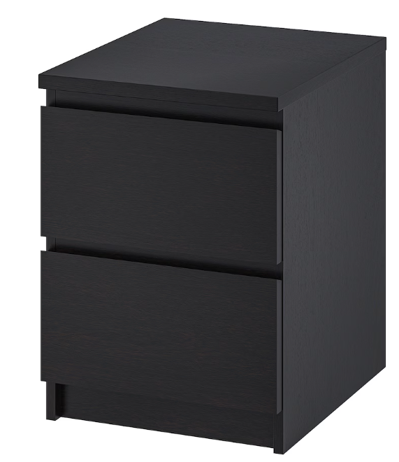 Malm Chest of 2 drawers, black-brown, 40x55 cm