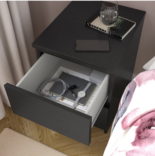 Malm Chest of 2 drawers, black-brown, 40x55 cm