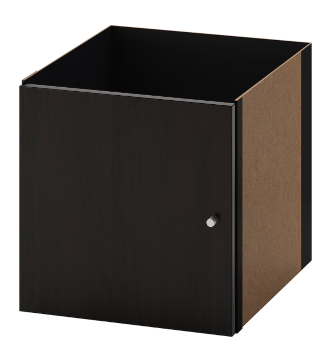 KALLAX Insert with door, black-brown, 33x33 cm