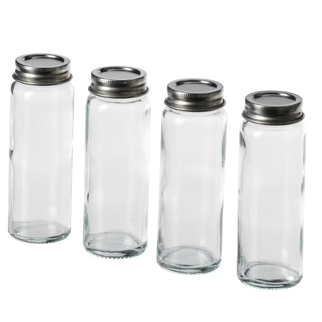 IKEA Spice jar, clear glass/stainless steel, 10 cl