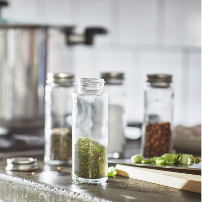 IKEA Spice jar, clear glass/stainless steel, 10 cl