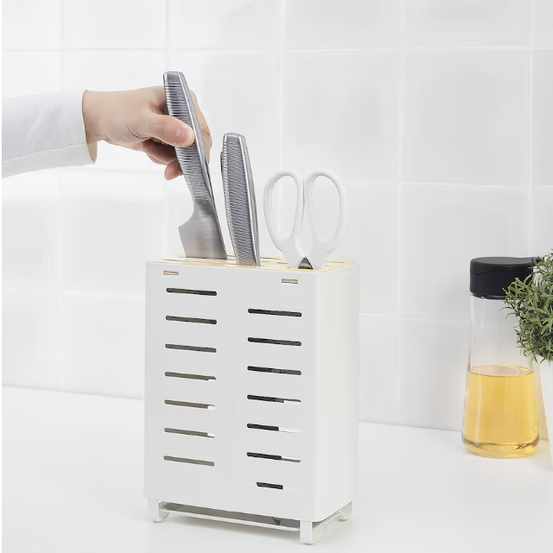 Knife holder, bamboo/white, 23 cm