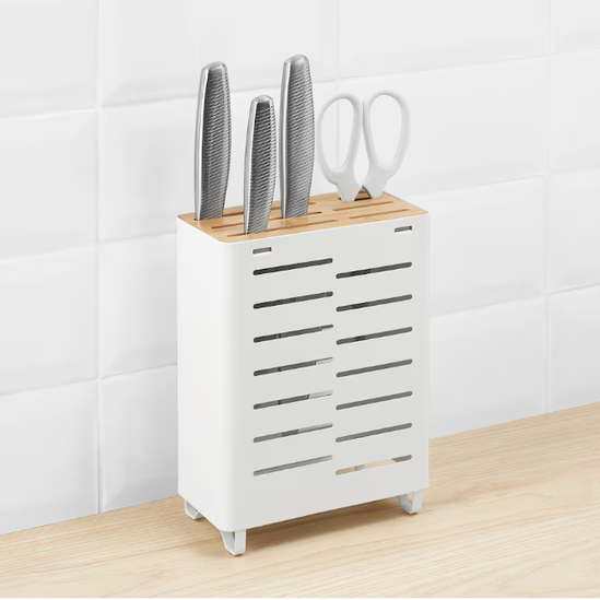 Knife holder, bamboo/white, 23 cm