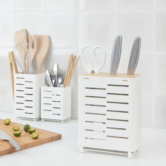 Knife holder, bamboo/white, 23 cm