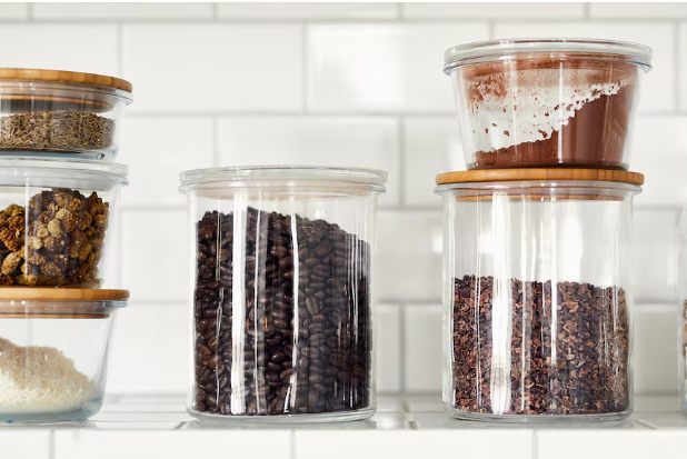 IKEA 365+ Jar with lid, glass/bamboo, 1.7 l