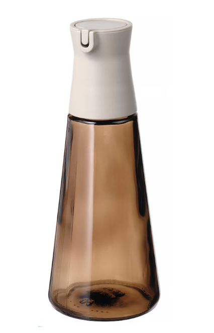 IKEA HALVTOM Bottle with pour spout, glass/brown, 19 cm Set of 2