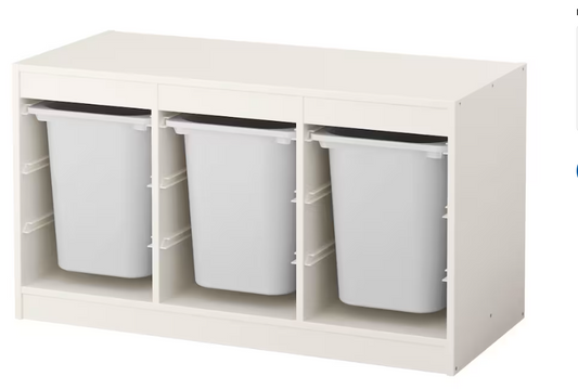 IKEA Storage combination with boxes, white/white, 99x44x56 cm