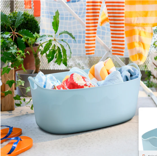 IKEA TORKIS Flexi laundry basket, in-/outdoor, pale blue, 35 l
