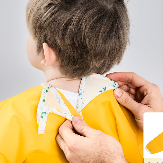 Apron with long sleeves, yellow