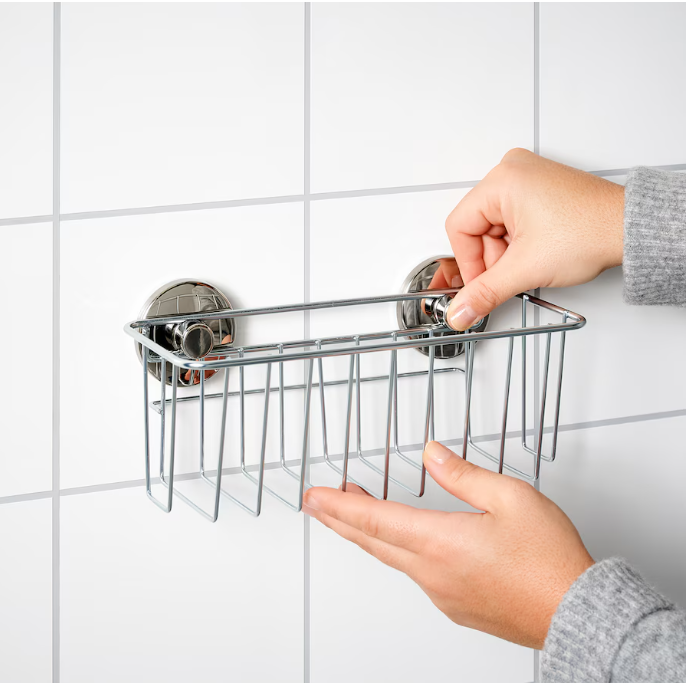 IKEA Basket with suction cup, zinc plated, 24x11 cm