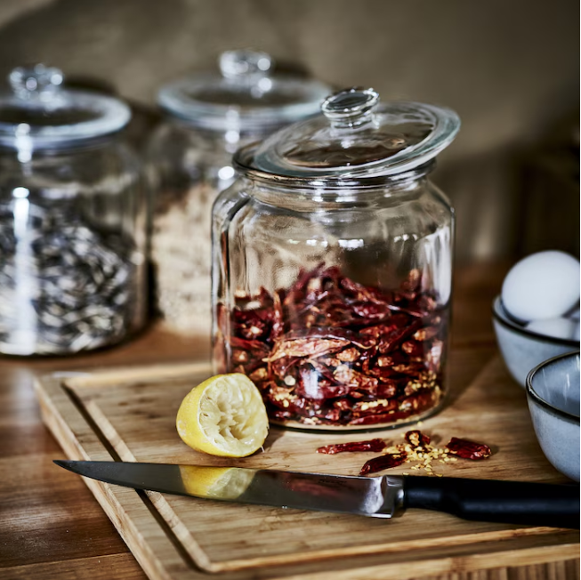 IKEA Jar with lid, clear glass, 1.9 Liter